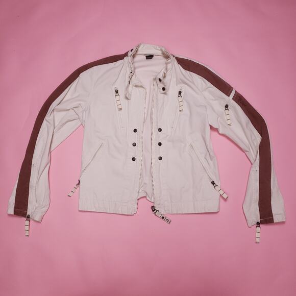 Vtg Diesel 90s white/ brown lightwght Mens racer jacket - Picture 1 of 8